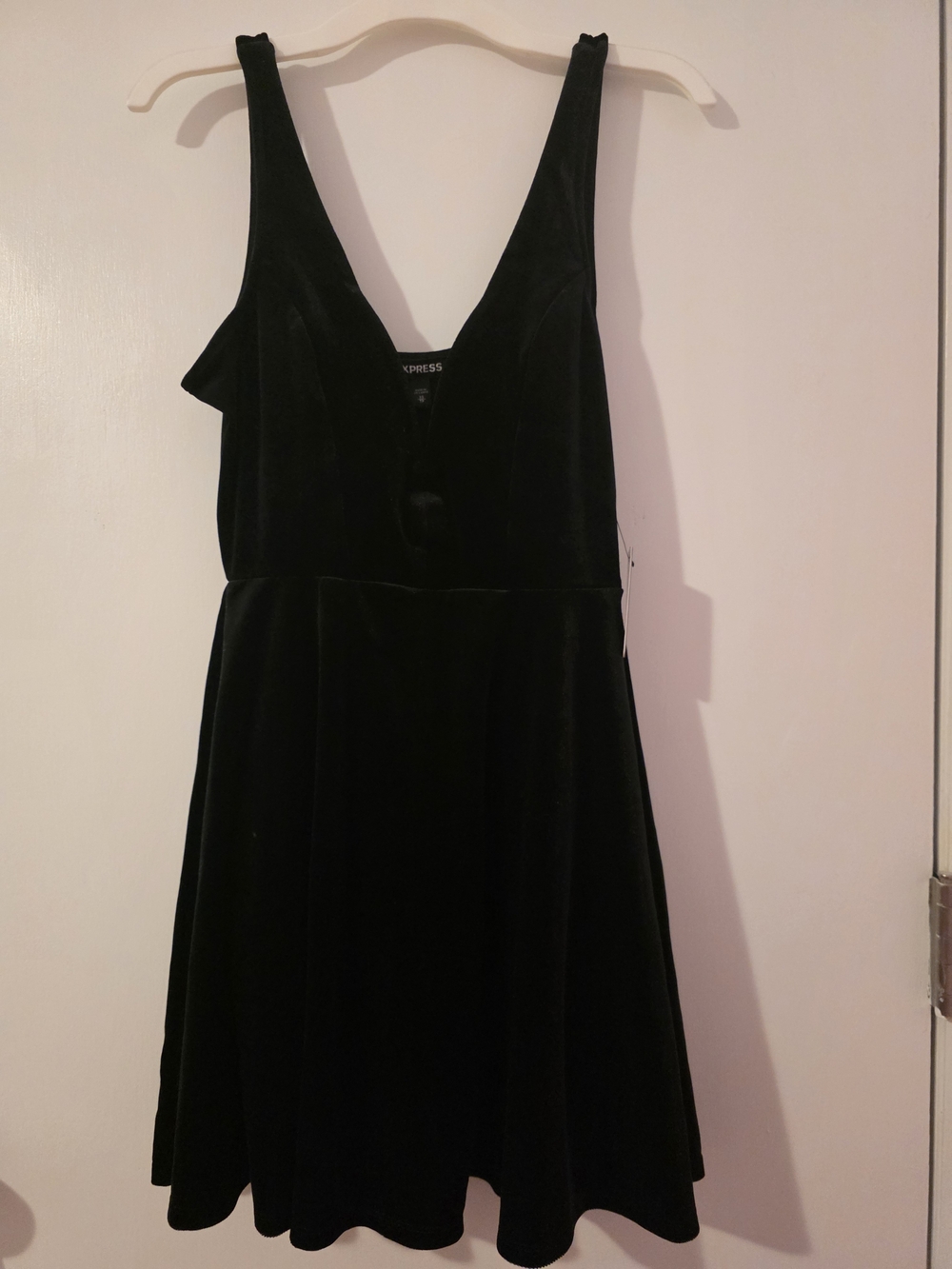 Express Black Velvet V-Neck Mini Dress